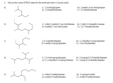 Solved A Choose The Correct IUPAC Name For The Molecules 54 OFF