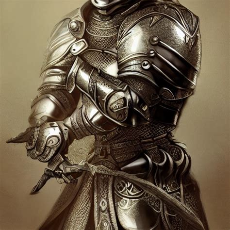 Kneeling Cat Knight Portrait Finely Detailed Armor Intricate