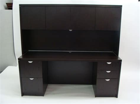 Espresso Double Pedestal Credenza With Hutch Ofco Office Furniture