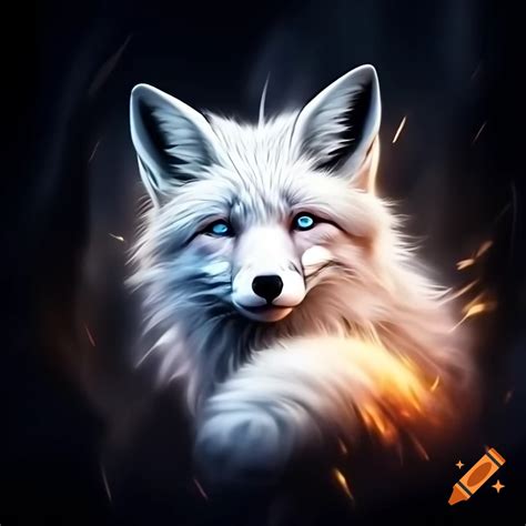 Cute White Anime Fox With Blue Eyes On Craiyon