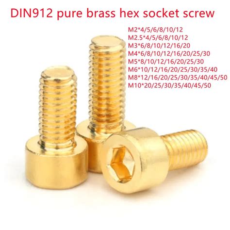 Pcs Din Pure Brass Hex Socket Cap Head Screw M M M M M