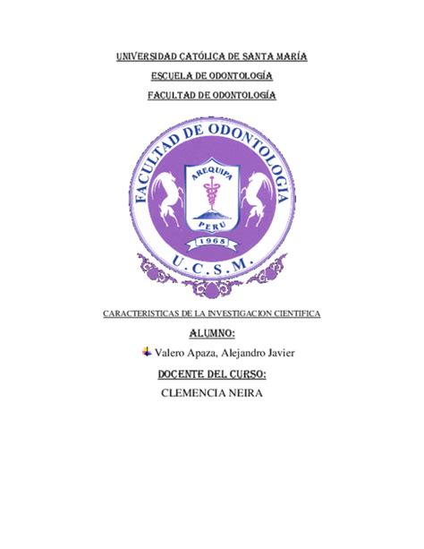 Doc Universidad CatÓlica De Santa MarÍa Escuela De OdontologÍa