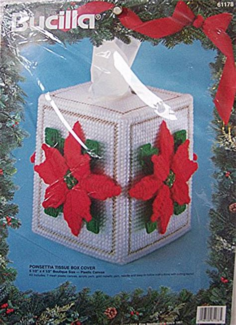 Bucilla Plastic Canvas Needlepoint Kit Christmas Poinsettia Tissue