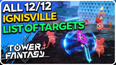 All 1212 Ignisville List Of Targets Domain 9 Tower Of Fantasy Youtube