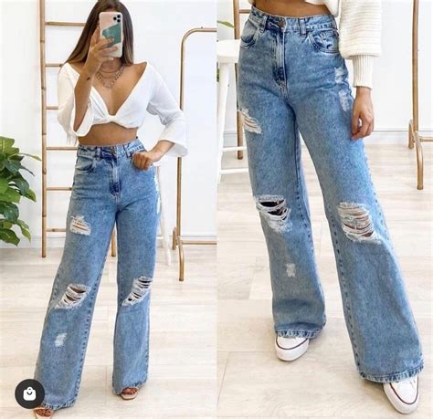 Cal A Wideleg Jeans Pantalona Destroyed Rasgado Larguinha Frete Gr Tis