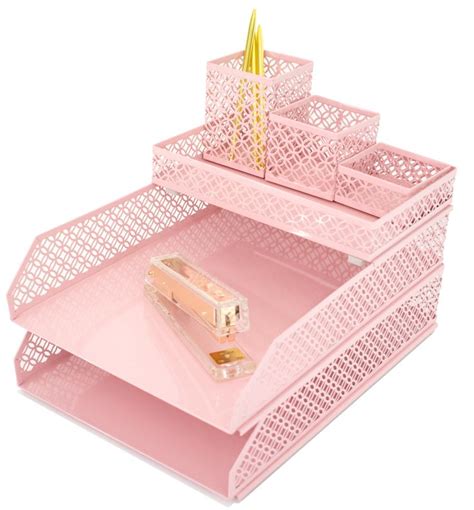 Blu Monaco Office Supplies Pink Desk Accessories For Women 6 Piece