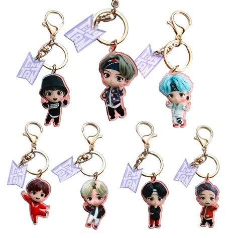 Kpop Bts Acrylic Keychain Bt21 Cute Cartoon Tiny Tan Key Ring Pendant Wish