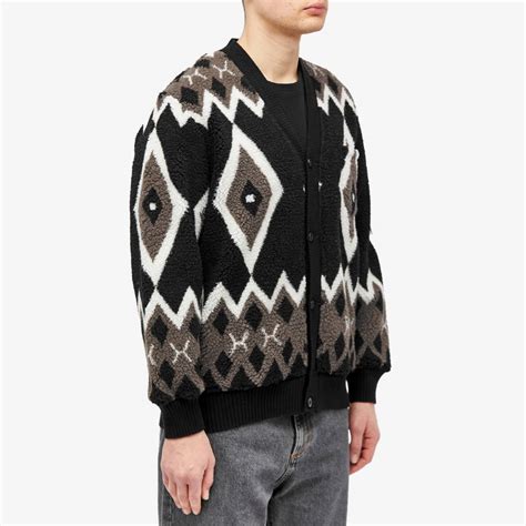 Beams Plus Boa Jacquard Cardigan Black Grey END AR