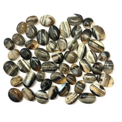 Black White Oval Natural Sulemani Hakik Gemstone Cabochons Banded Agate