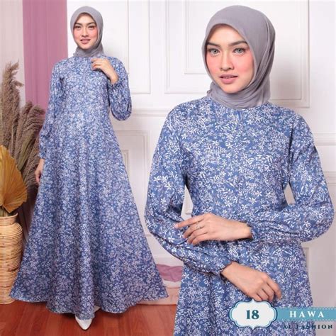 Jual Baju Gamis Hawa Dress Muslim Motif Dress Muslim Gradasi Dapat