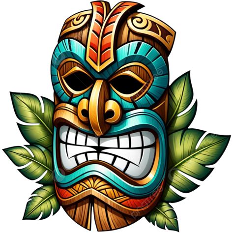 Tiki Tribal Wooden Mask Shirt Design Illustration Element Tiki Png