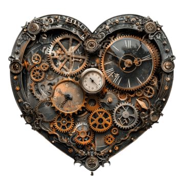 Coeur Steampunk Abstrait Avec Engrenages Et Horloges PNG Abstrait