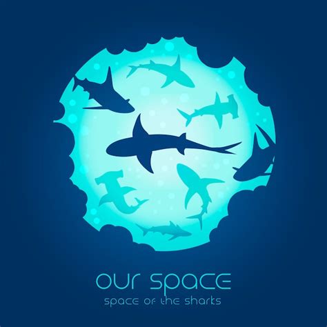 Premium Vector | Our space - space of the sharks illustration