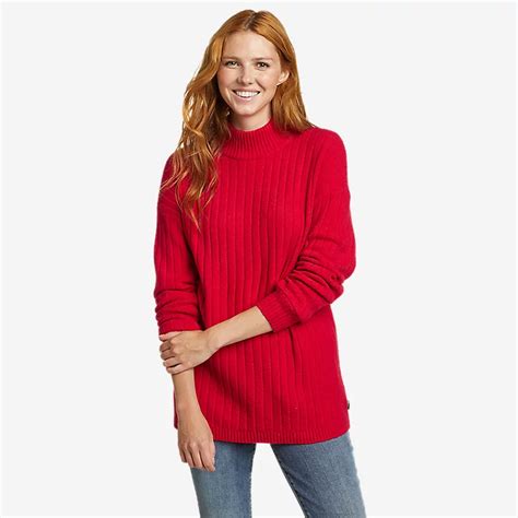 Women's Alpine Route Essentials Ribbed Mock Neck Sweater | Eddie Bauer