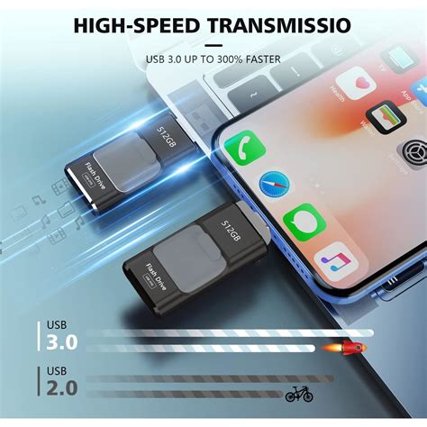 USB памет 512 GB 4 в 1 с iOS lightning порт, USB-C, Micro USB, USB 3.0 ...