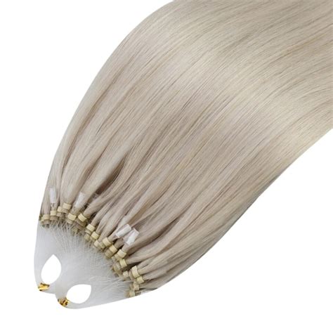 Moresoo Micro Beads Hair Extensions Human Hair White Blonde Micro Loop