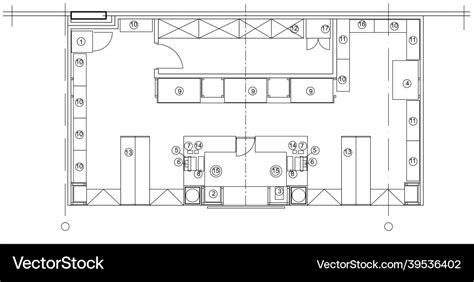 Architectural design small shop top view plan Vector Image