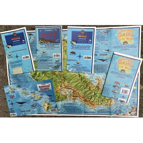 Franko Maps F17106 Hawaiian Islands Dive And Snorkel Map Pack Oahu Maui