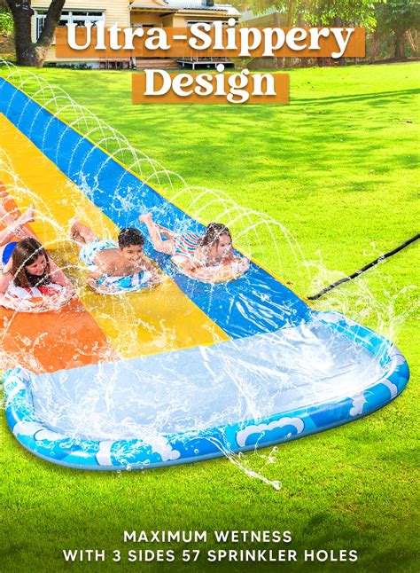 Joyin 22 5ft Triple Water Slide And 3 Boogie Boards Heavy Duty Lawn