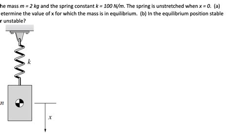 Solved He Mass M Kg And The Spring Constant K N M The