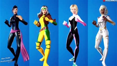 Fortnite Walkin Preety Tiktok Emote With Psylocke Rogue Gwen Stacy