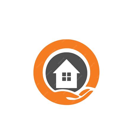 Premium Vector A Hand Holding A House Logo With A Hand In An Orange