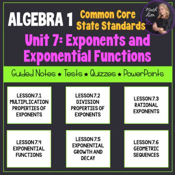 Exponents And Exponential Functions Algebra Unit Bundle For