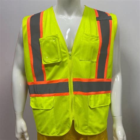 Safety Fluorescent Yellow Workwear High Visibility Reflective Vest