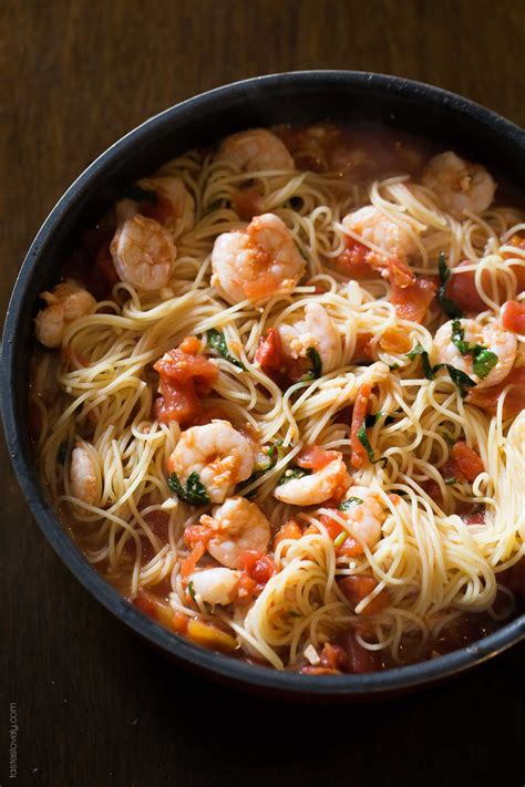 Shrimp and Basil Angel Hair Pasta - Tastes Lovely