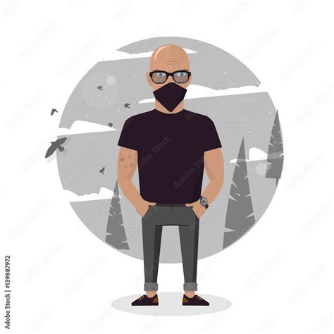 Cartoon Thief In Black Mask Bad Man Vector Illustration Stock Vector