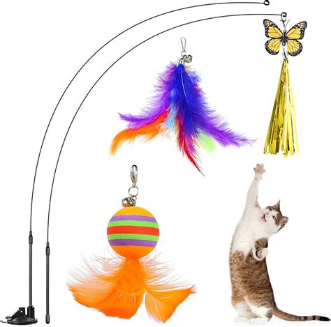 Cat Feather Toys 5 In 1 Cat Wand Toyinteractive Cat Toy With Super Suction Cup