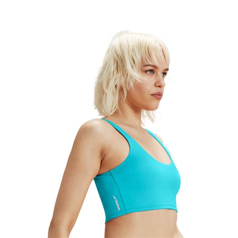 Women S Flu Nte Solid Bikini Crop Top Blue Speedo Usa