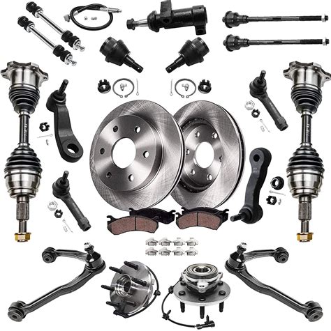 Detroit Axle 21pc Front CV Axles Wheel Hubs Upper Control Arms Brake