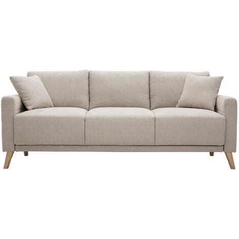 Sofa Aus Beigem Stoff Und Hellem Holz Sitzer Munik