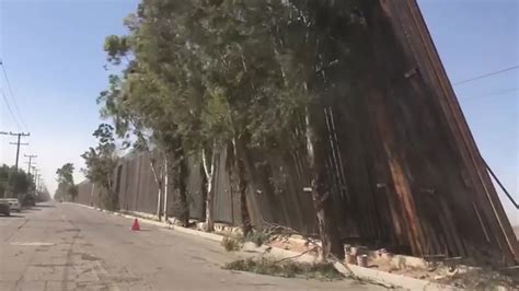 Portion Of Us Border Wall In California Falls Over In High Winds And