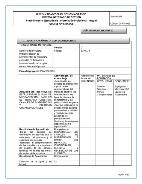 Gfpi F 010 Guia De Aprendizaje Servicio Nacional De Aprendizaje Sena Sistema Integrado De