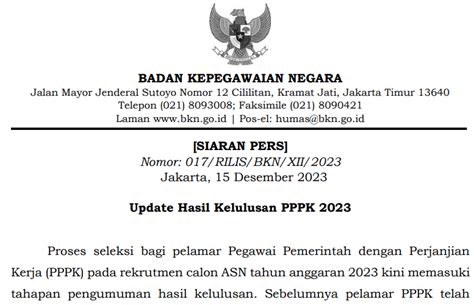 Update Hasil Kelulusan PPPK 2023 Resmi BKN SELEKSI CASN CPNS PPPK