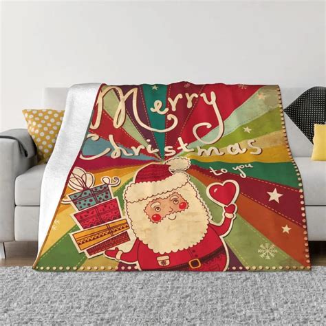 Merry Christmas New Year Blanket Flannel All Season Cute Santa Claus