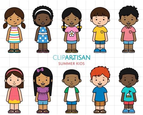 Cartoon Kids Clipart School Children Clipart Cute Kids in - Etsy