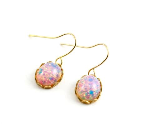 Harlequin Opal Dangle Earrings Tiny Fire Opal Earrings Faux - Etsy