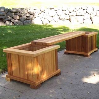 Cedar Wood and Redwood Planter Benches