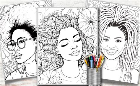 Black Woman Coloring Book For Adults Portraits Of Brown And Black Women Displaying