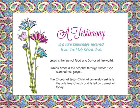 Young Womens Manual 1 Lesson 26 Testimony Poster And Seed Packet