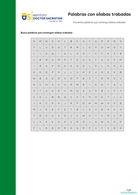 Palabras Con Sílabas Trabadas Ficha Interactiva Topworksheets