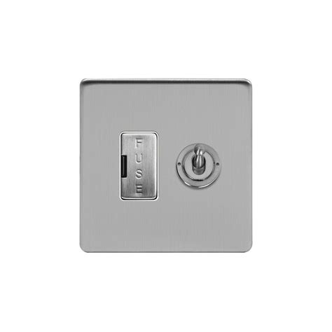 Soho Lighting Brushed Chrome Flat Plate Toggle Switched Fused Connection Unit Fcu 13a White