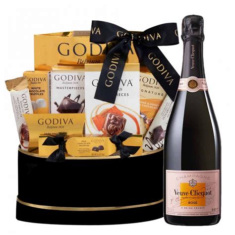 Veuve Clicquot Rose Champagne And Godiva Black And Gold Celebration T