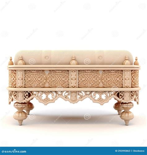 Intricate Carved Ottoman Realistic 3d Render Of Beige Ottoman Turks