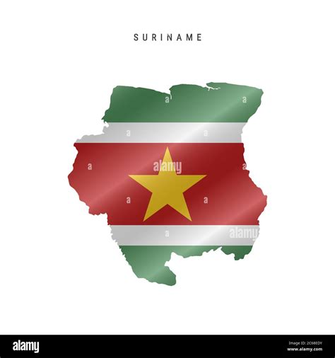 Detailed waving flag map of Suriname. Vector map with masked flag Stock ...