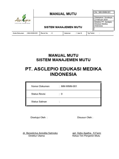 Manual Mutu Sistem Manajemen Mutu Pdf