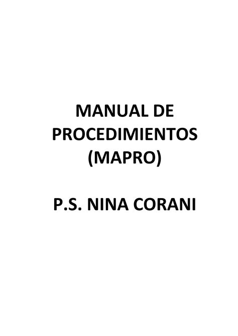 Mapromanual De Procedimientos Nina Coranidocx